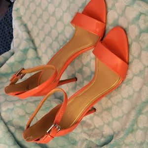 Orange Ankle Strap Heels